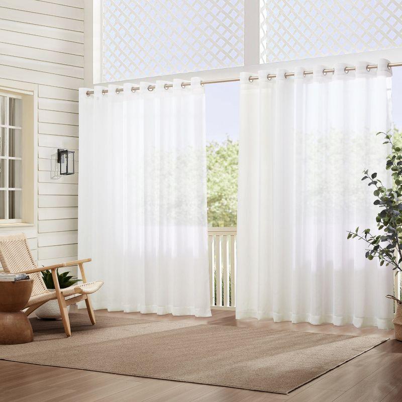 White Sheer Extra Wide Polyester Grommet Window Panel