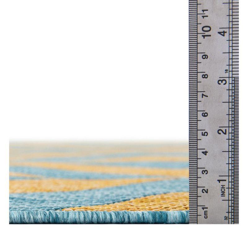 Napa Geometric Yellow and Aqua Outdoor Woven Area Rug 6x9