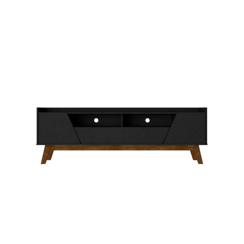 Marcus Mid-Century Modern 4 Shelf TV Stand for 65-70" TVs, Cable Management - Manhattan Comfort