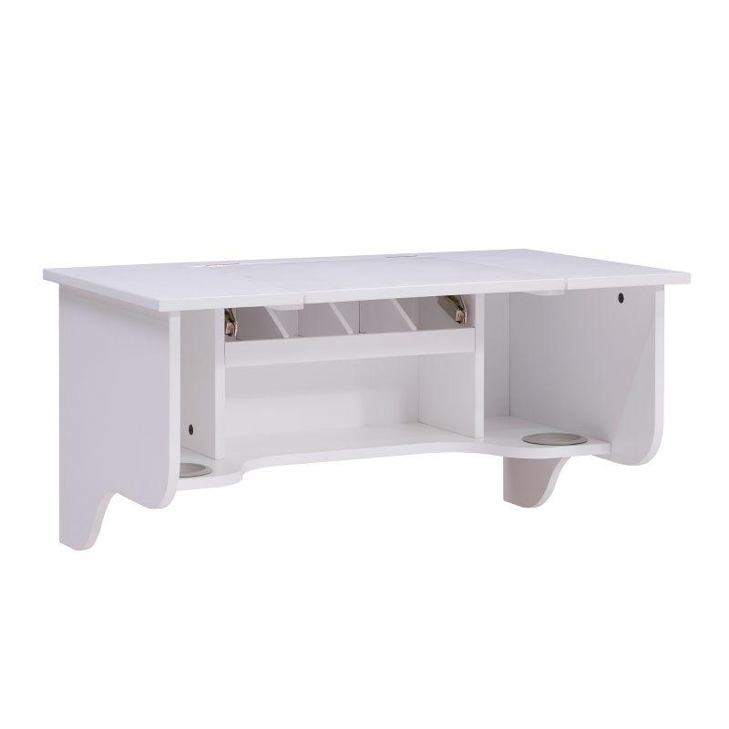 Wall Mount Ledge With Vanity Mirror - Transitional Style - White - SEI