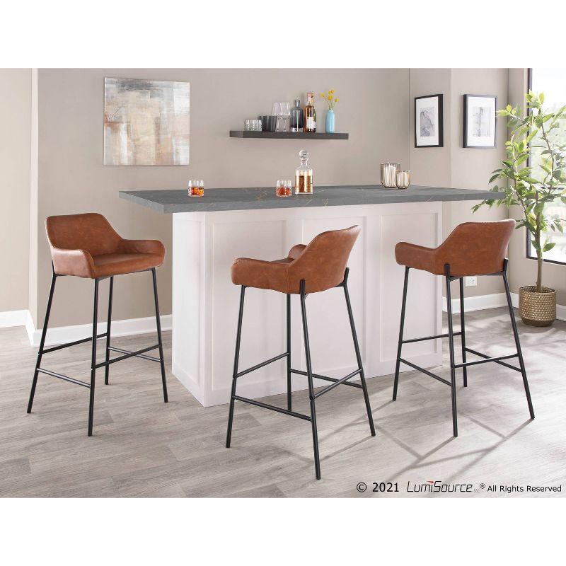 Set of 2 Daniella Metal Faux Leather Barstools - LumiSource