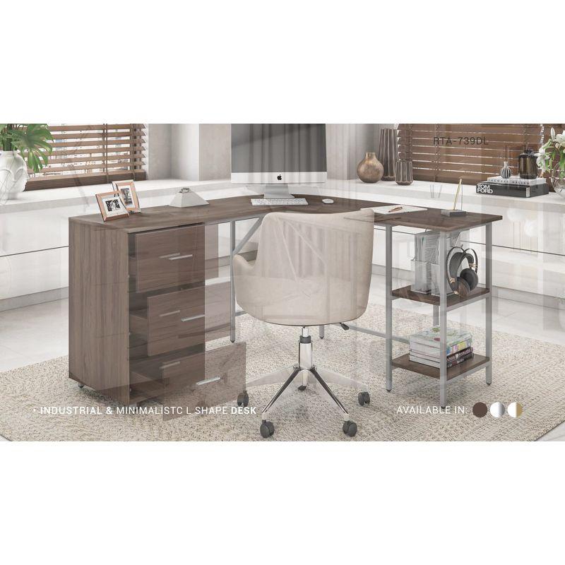17 Stories Techni Mobili L-Shape Home Office Two-Tone Desk With Storage