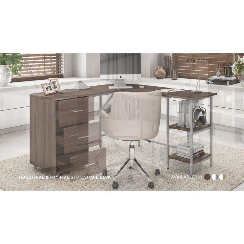 L Shape Home Office Two-Tone Desk with Storage - Techni Mobili