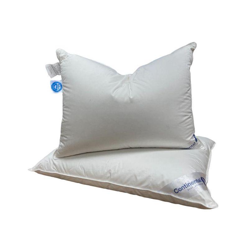 ContinentalBedding Continental Bedding Soft Down Pillows, 2-Pack, 550FP, 75% Down 25% Feather, 400TC 100% Cotton Cover (Set of 2)