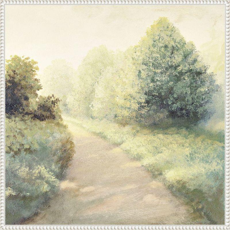 New Light Summer Road I White Floater Frame Canvas Wall Art