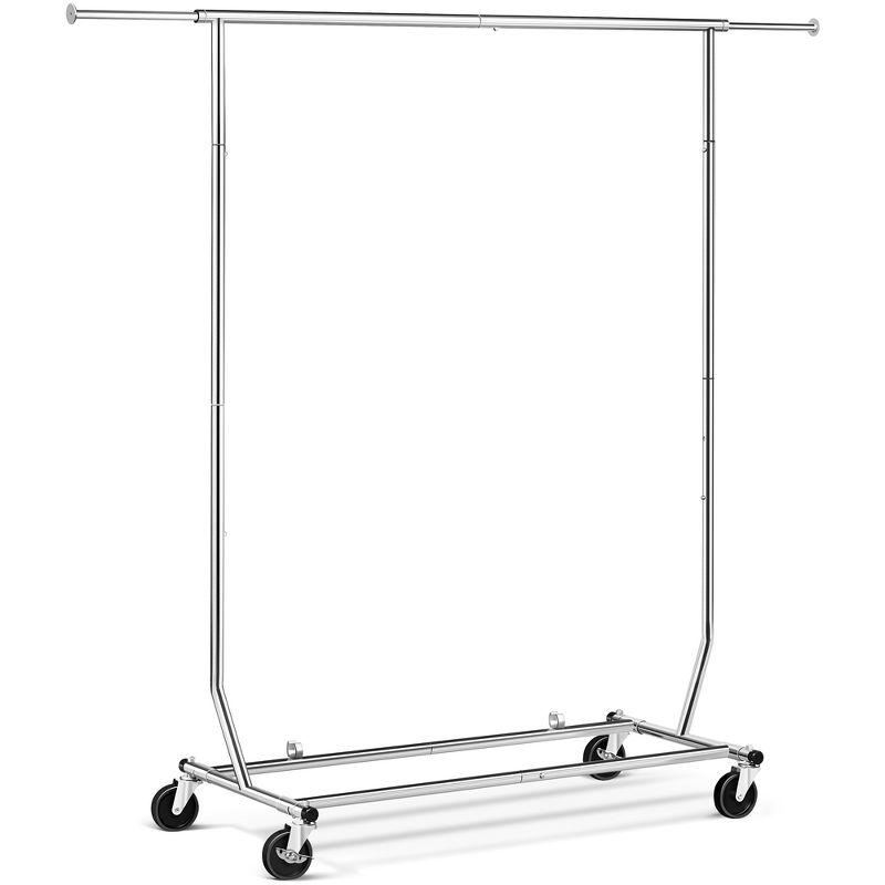 Adjustable Chrome Rolling Garment Rack with Wheels