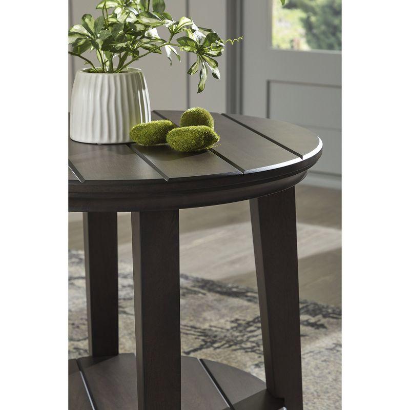 Signature Design by Ashley Celamar Modern Farmhouse End Table with Lower Shelf, Dark Brown