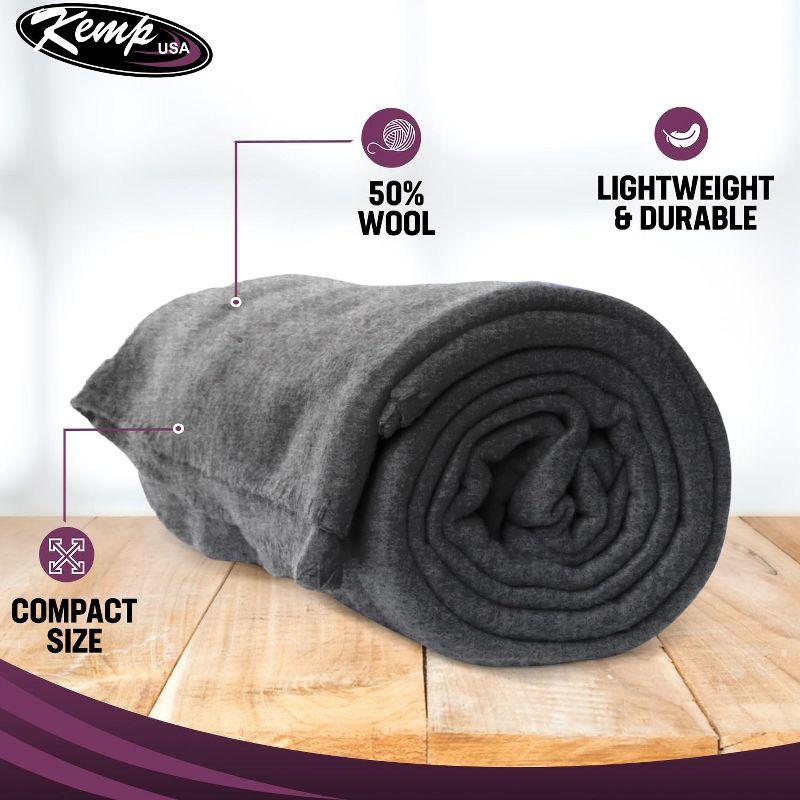 Kemp USA 50% Wool Multipurpose Blanket Durable Throw Blanket for Survival Kit, Fire Retardant
