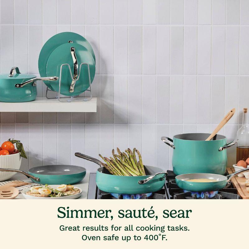 Cuisinart Culinary Collection 12pc Ceramic Cookware Set Teal Green: Nonstick, Non Toxic, Kitchen Cookware, Stay-Cool Handles