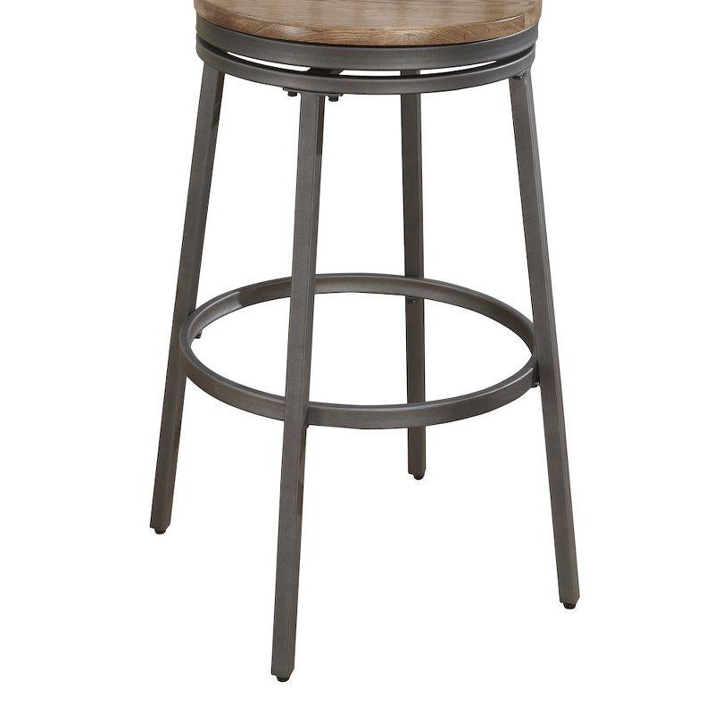 Stockton 25" Backless Metal Swivel Stool - Slate Grey - Golden Oak Seat