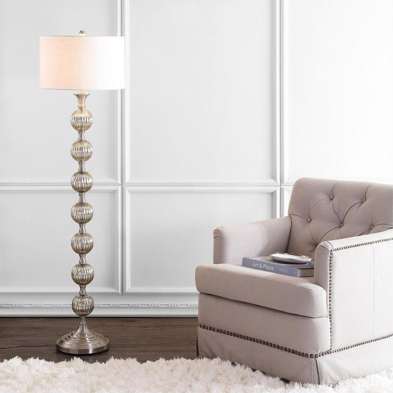 Elegant Oslo Glass Fluted 60.5" LED Floor Lamp in Mercury Silver