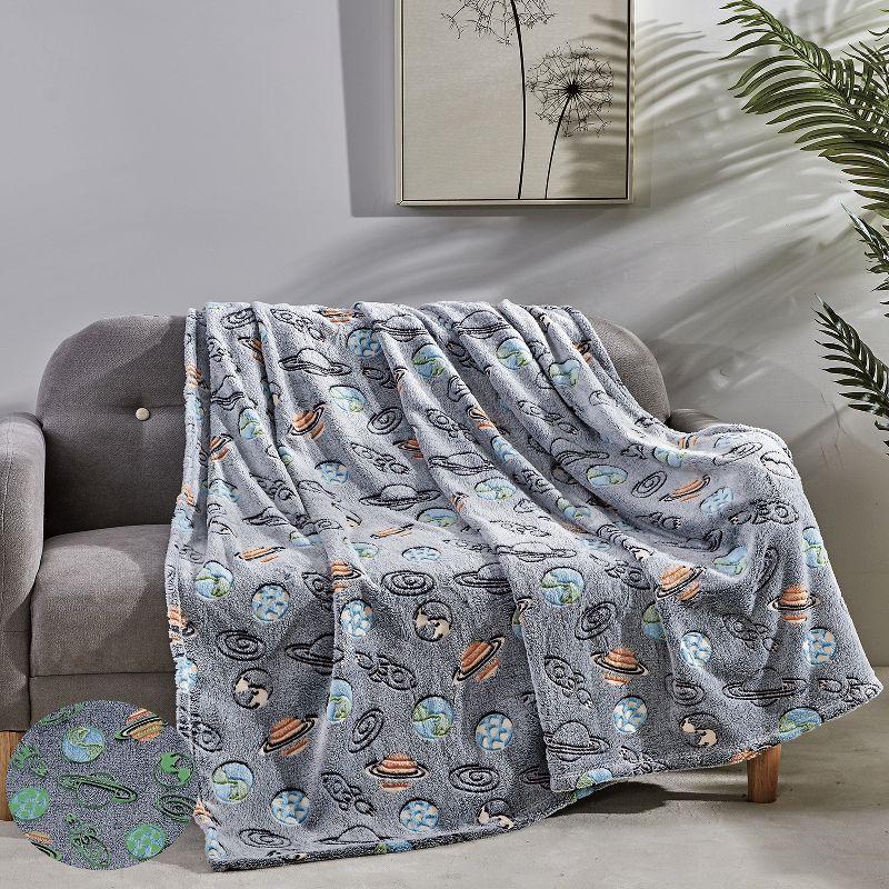 Outer Space Micro Plush All Season Throw Blanket 50" X 60" Multicolor by Plazatex
