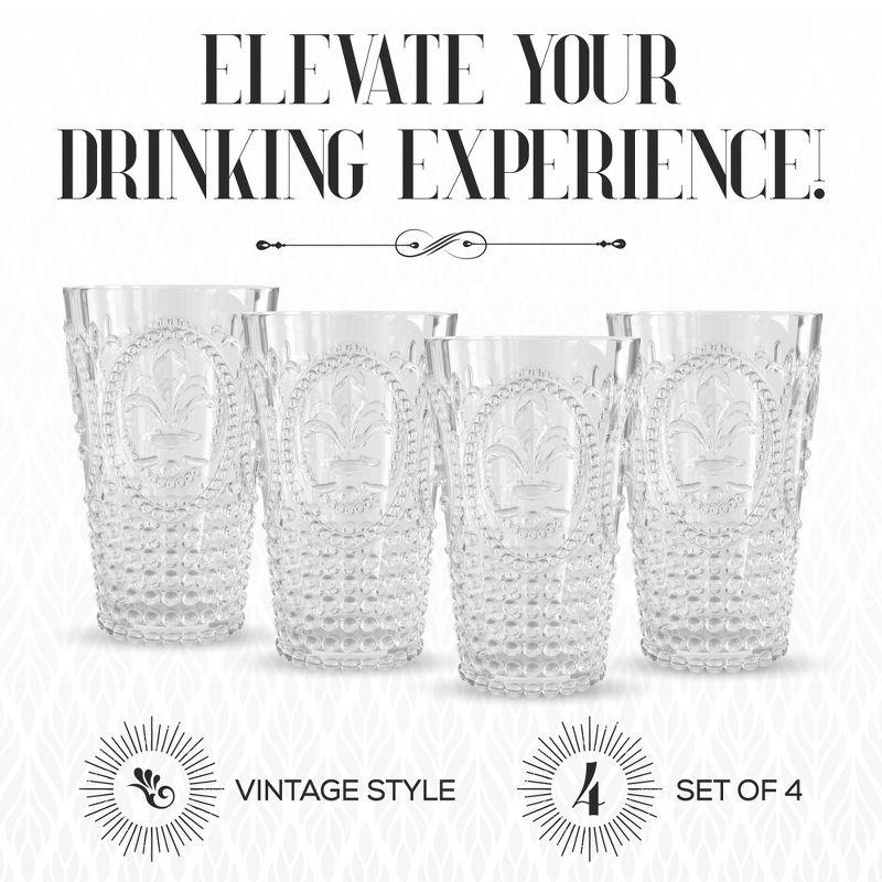 Clear Acrylic 25 Oz Embossed Water Tumblers, Set of 4