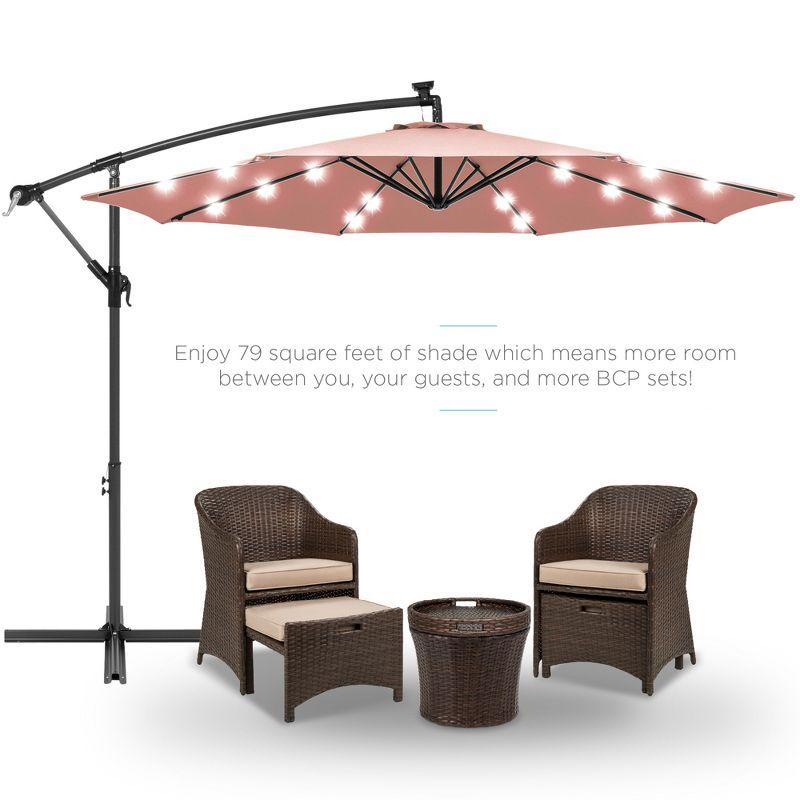 Best Choice Products 10ft Solar LED Offset Hanging Outdoor Market Patio Umbrella w/ Adjustable Tilt