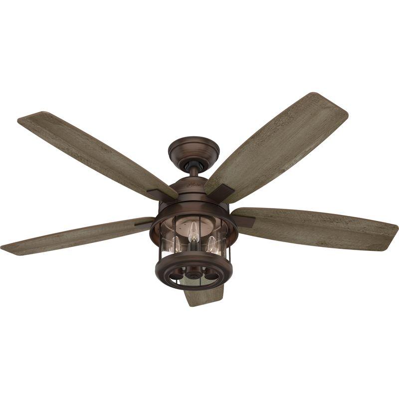 52" Coral Bay 5 - Blade Outdoor Standard Ceiling Fan with Remote Control and Light Kit Included