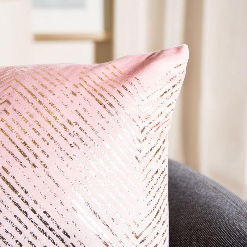 Art Deco Inspired Blush and Gold Square Pillow, 19"x19"