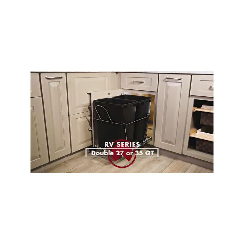 Rev-A-Shelf Rev-A-Shelf Double 35 Quart Pull Out Kitchen Waste Containers, Blue/Black
