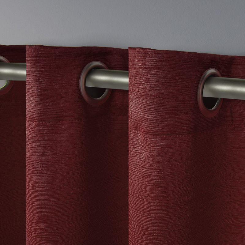 Set of 2 96"x52" Oxford Textured Sateen Thermal Room Darkening Grommet Top Window Curtain Panel Chili Red - Exclusive Home