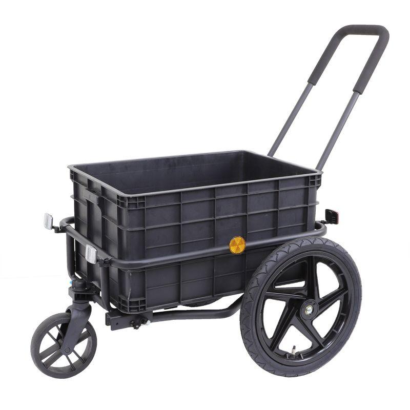 Xspec Black 2-in-1 Bike Cargo Trailer Pushcart with Removable Handlebar