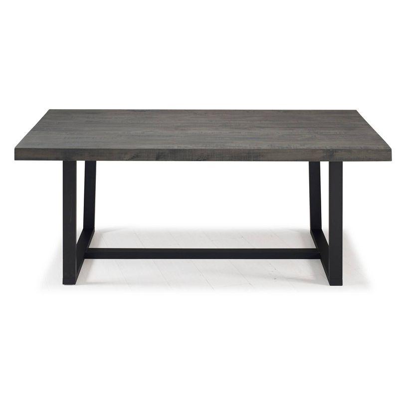 72" Modern Farmhouse Solid Wood Distressed Plank Top Dining Table - Saracina Home