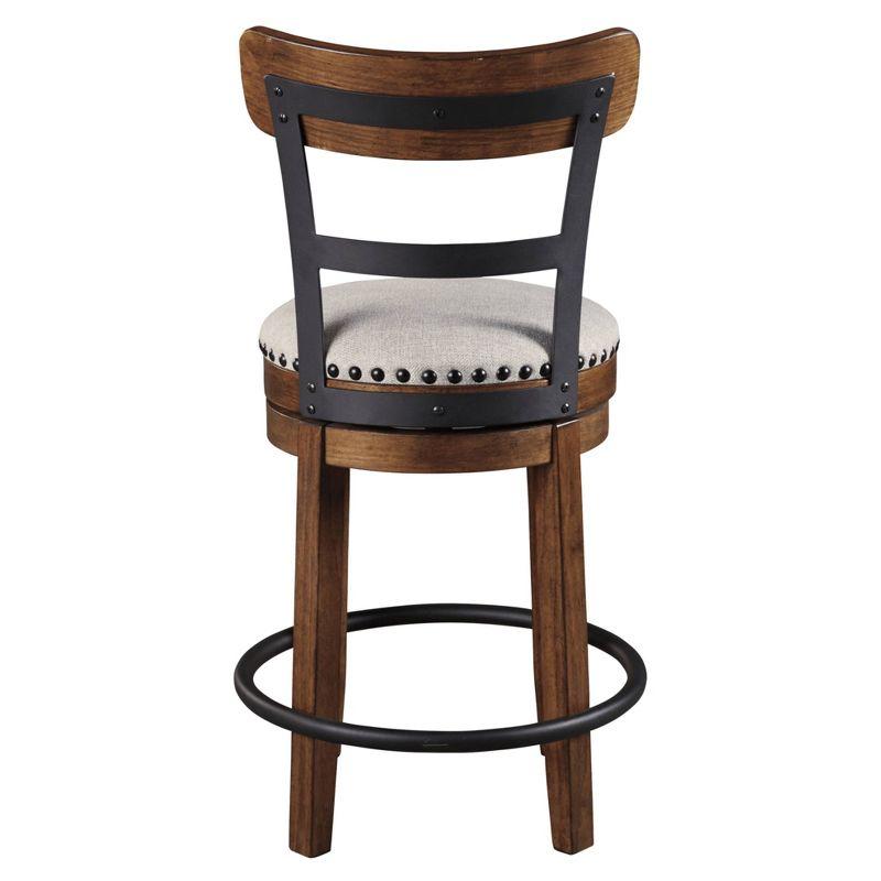 Signature Design by Ashley Valebeck Upholstered Swivel Counter Height Barstool Brown: Polyester, Wood Frame, Fixed Height