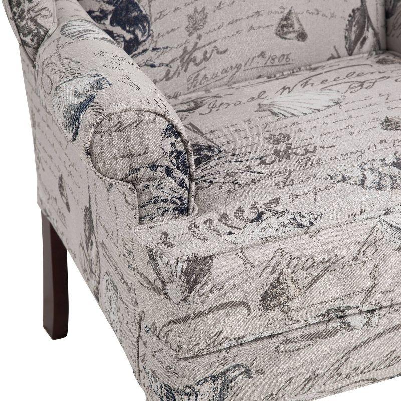 Comfort Pointe Oceanside Wing Back Accent Chair Gray: Upholstered, Nautical Style, No Assembly Required