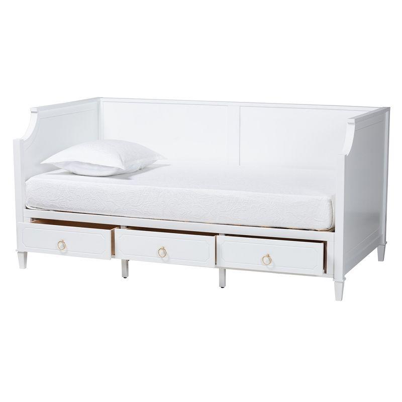 Baxton Studio Lowri Classic and Traditional White Finished Wood Twin Size 3-Drawer Daybed