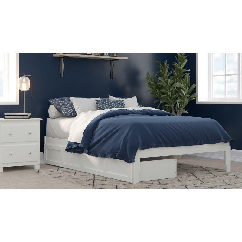 Queen Colorado Bed with USB Turbo Charger and 2 XL Drawers White - AFI: Mid-Century Modern, No Box Spring Needed