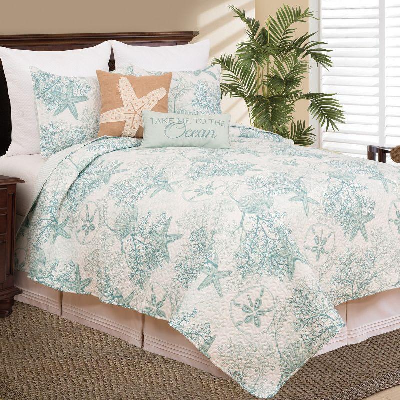 C&F Home Ocean Treasures Blue Starfish Sand Dollar 2-Piece Twin Quilt Set