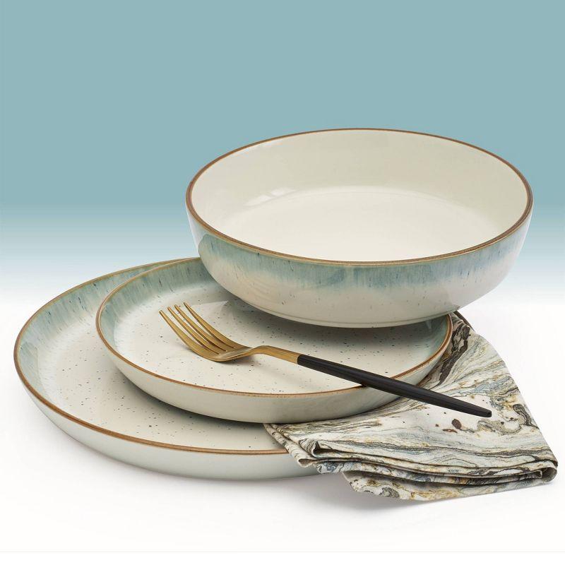 12pc Stoneware Hanover Sea Dinnerware Set Green - Tabletops Gallery