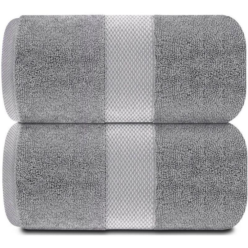 White Classic Luxury 100% Huge Cotton Bath Sheets Set of 2 - 35x70" Light-Grey