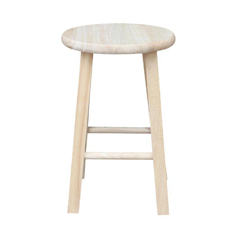 Elegant White Solid Wood 18" Round Top Backless Stool