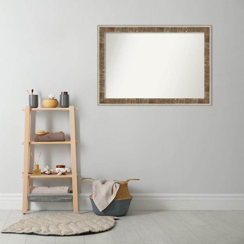 Amanti Art Farmhouse Brown Narrow Non-Beveled Wood Bathroom Wall Mirror 28.75 x 40.75 in.