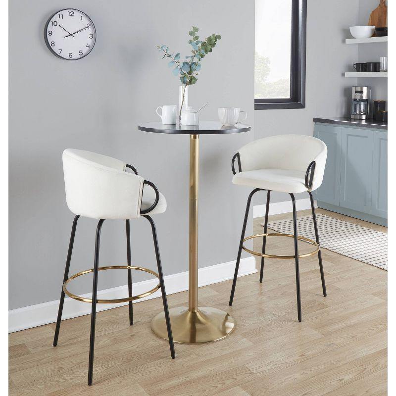 Claire Swivel Adjustable Barstool in Cream Velvet and Metal