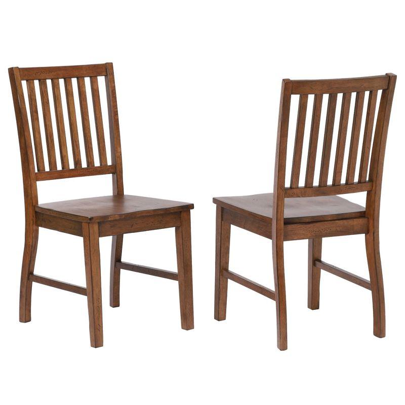 Brook High Back Brown Wood Slat Side Chair Set