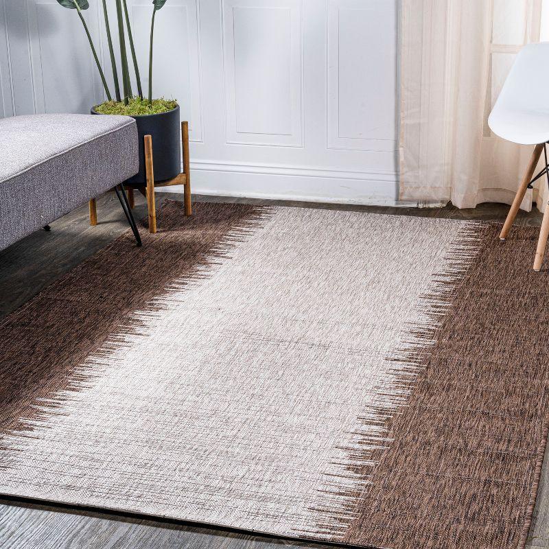 5'x8' Tavira Modern Strie' Indoor/Outdoor Area Rug, Brown/Beige - JONATHAN Y