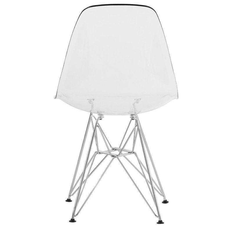 LeisureMod Cresco Modern Acrylic Dining Chairs (Set of 2) – Eiffel Chrome Base, Stylish Accent Chairs for Contemporary Dining Rooms & Kitchen Tables