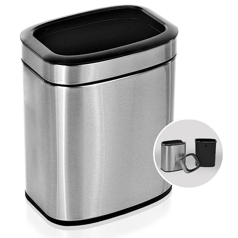 Alpine Industries Stainless Steel Commercial Indoor Trash Can with Liner 2.6 Gallon Open Top