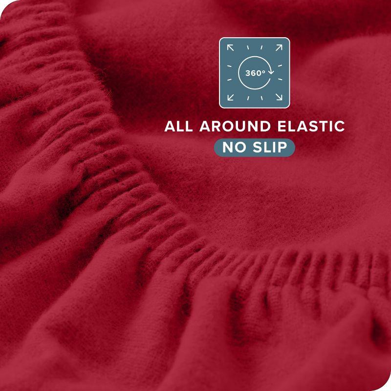 Twin Size Red Cotton Flannel Fitted Sheet by Bare Home