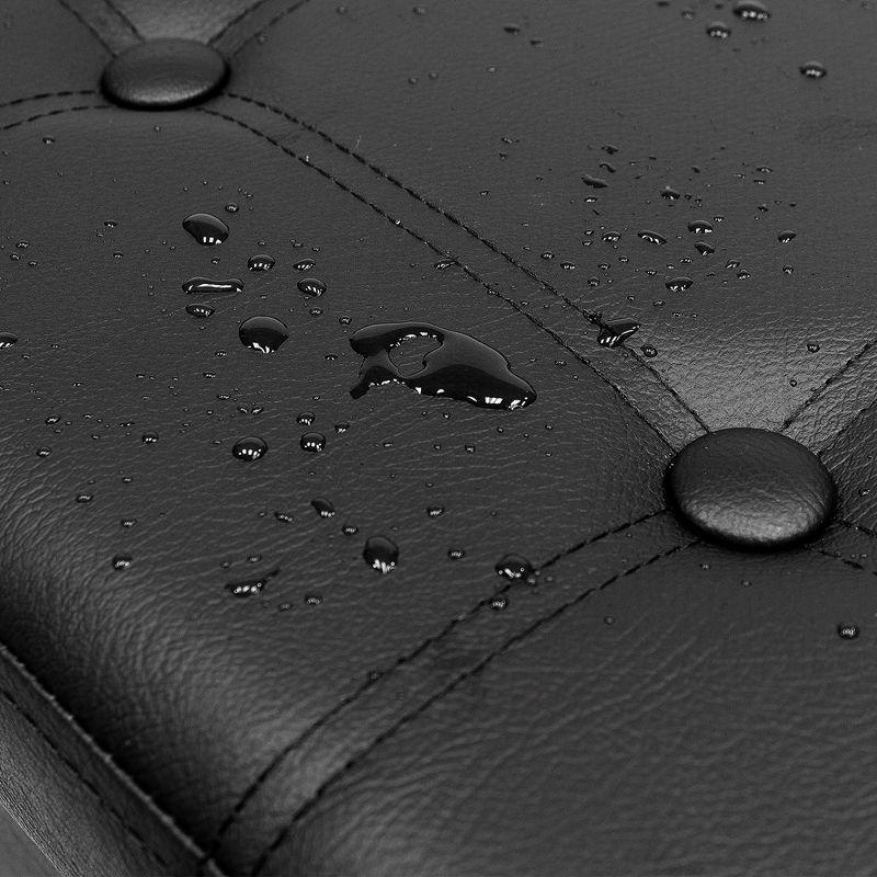 Sorbus Sorbus 43" Wide Faux Leather Tufted Rectangle Standard Ottoman with Storage in Black