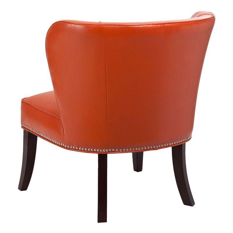 Hilton Concave Back Armless Chair - Tangerine: Faux Leather, Silver Nailhead Trim, High-Density Foam