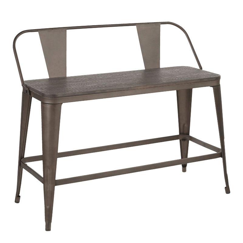 Oregon Industrial Counter Bench Antique Espresso Brown - Lumisource: Sturdy Steel Frame, 500lb Capacity