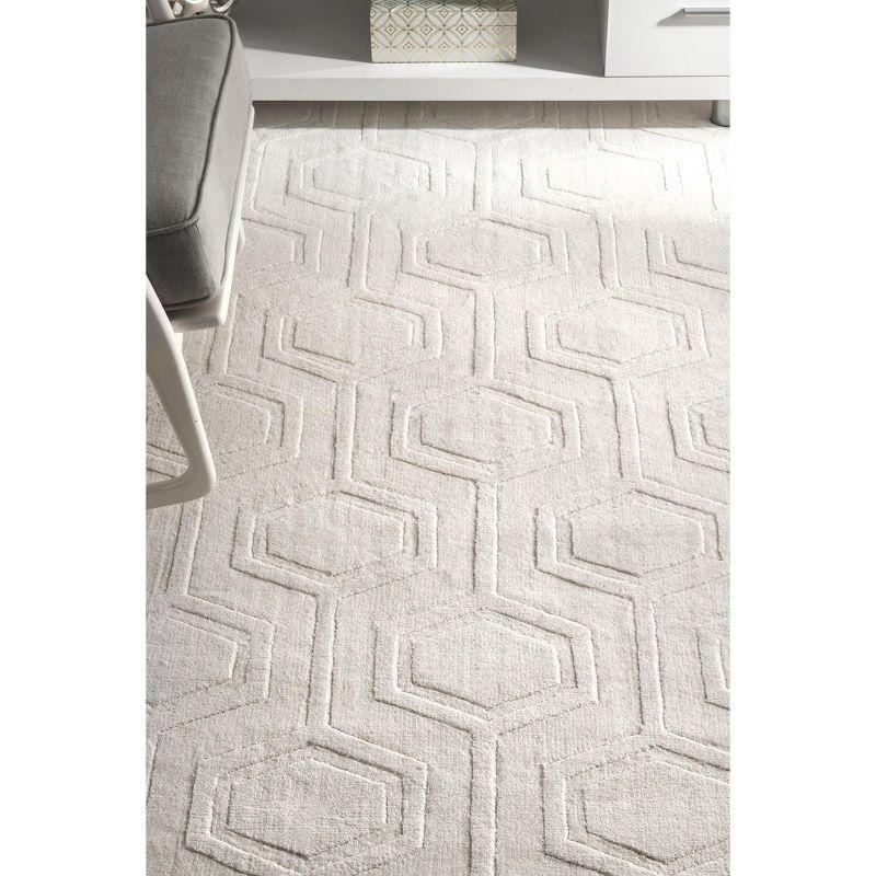 Nuloom Ambrose Geometric 2x8 Wool Runner Indoor Area Rug for Living Room Bedroom Dining Room Entryway Hallway Kitchen, Ivory