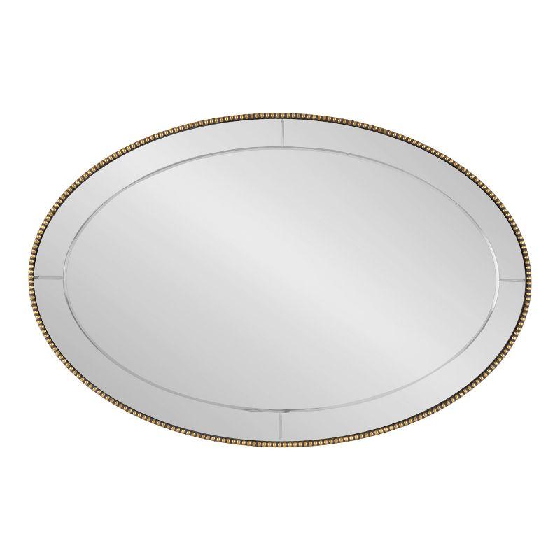 Kate & Laurel All Things Decor 24"x36" Gwendolyn Beaded Oval Wall Mirror Gold