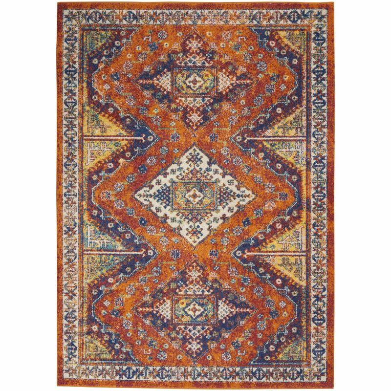 Bohemian Spirit Orange Diamond Synthetic 5'3" x 7'3" Area Rug