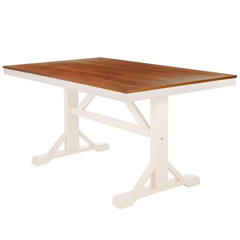 Akash Rectangle Dining Table - White/Natural - Safavieh