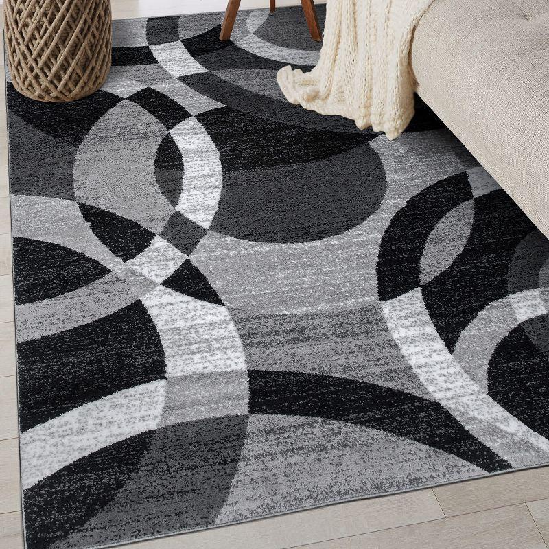 World Rug Gallery Geometric Circles Gray 7'10" x 10'2" Indoor Area Rug