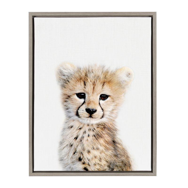 Baby Cheetah Portrait Framed Canvas Wall Art