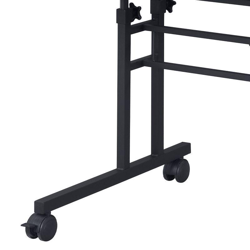 Rolling Writing Desk with Height Adjustable Desktop and Moveable Shelf White - Techni Mobili: Locking Casters, Open Storage