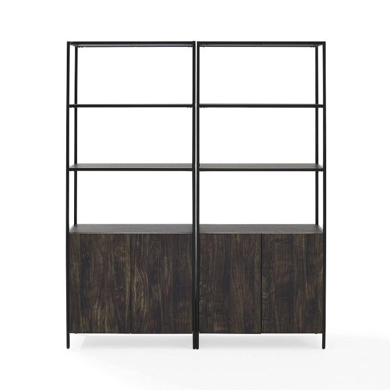 2pc 80.5" Jacobsen Etagere Set Brown Ash - Crosley: Industrial Storage, Steel Frame, Wood Veneer